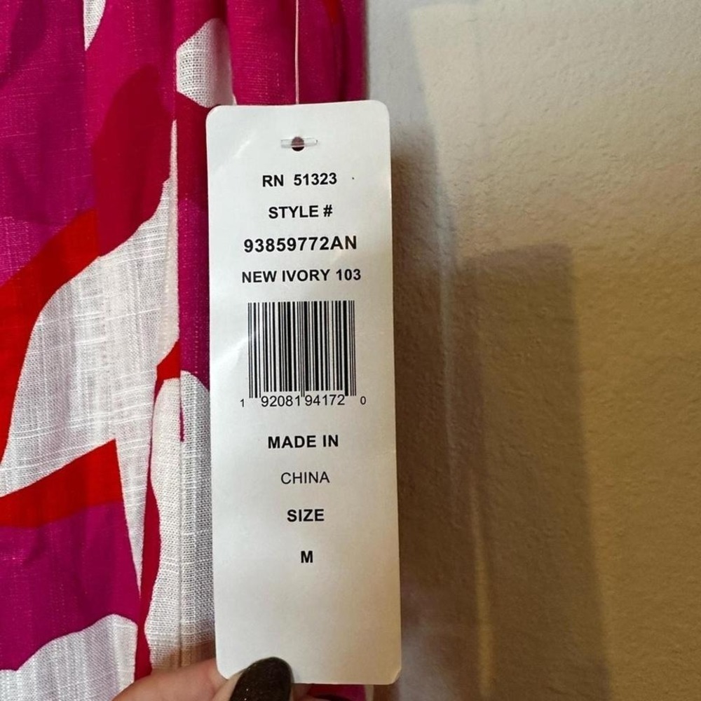 NWT MSK Brand pink red and white floral women's dress size medium. - Picture 2 of 6